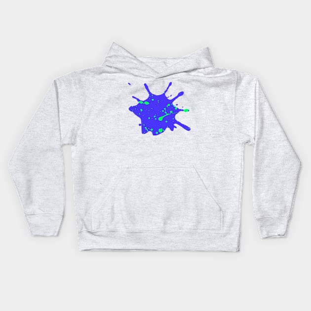 Royal Blue and Neon Green Paint Splatter Kids Hoodie by CraftyCatz